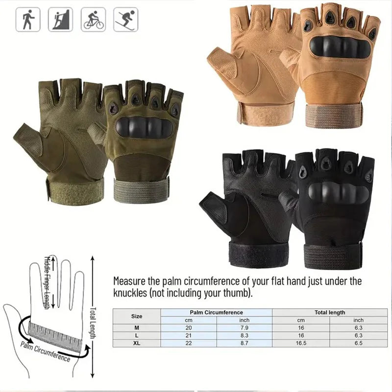 1Pair Tactical Fingerless Gloves for Men - Ideal for Outdoor Sports, Shooting, Hunting, Airsoft, and Cycling