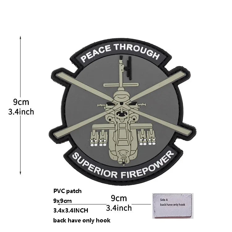 Tactical Morale Pack Accessories Badge Helicopter Badge 3DPVC Soft Glue Glow-in-the Dark Magic Armband Clothing Backpack Patch