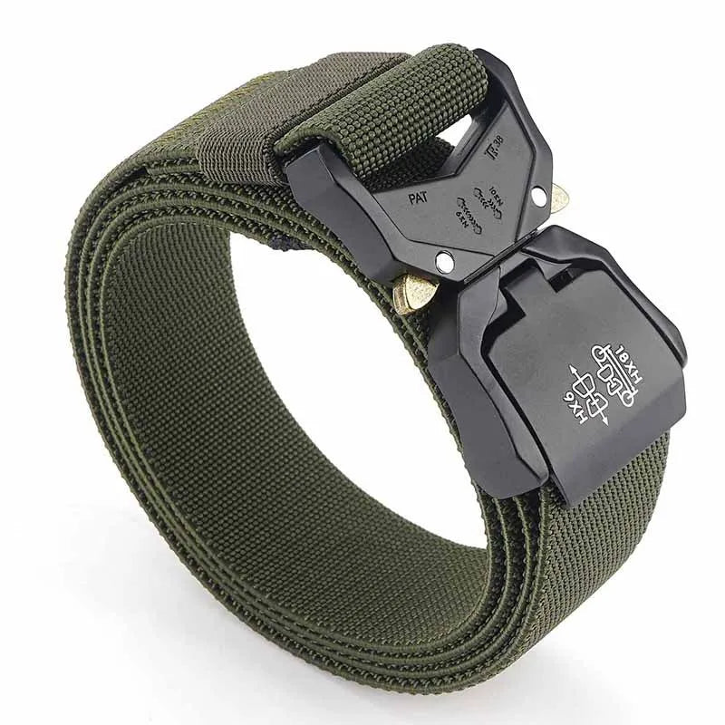 Tactical Belt, Military Hiking 1.5" Work Belt with Heavy Duty Quick Release Buckle New Aluminum Alloy Men's Elastic Belts