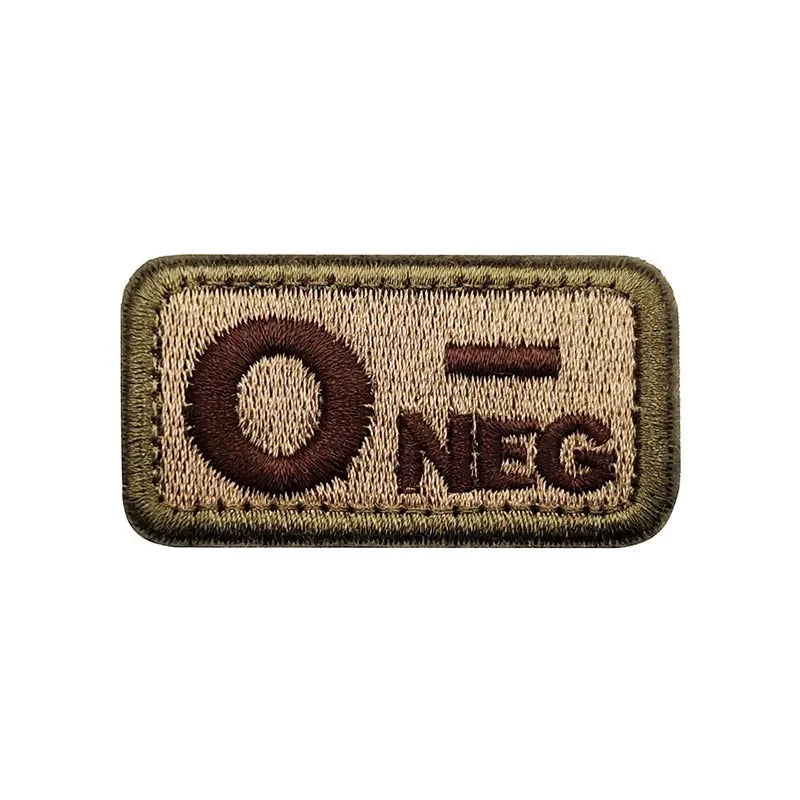 2.5*5CM,A B AB O POS-NEG Blood Type Badges Fabric Applique Embroidery Hook and Loop Patches,Military Tactical Patch On Backpack