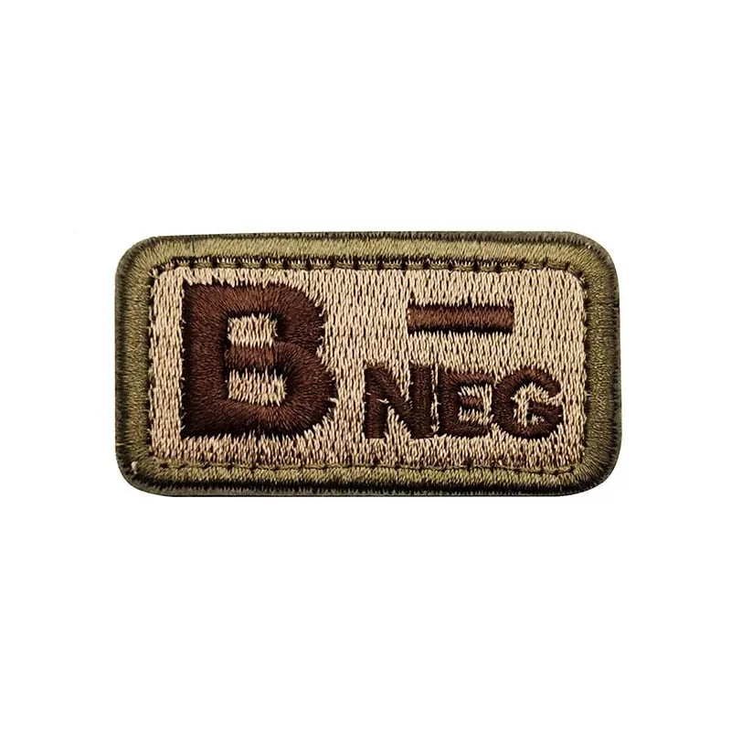 2.5*5CM,A B AB O POS-NEG Blood Type Badges Fabric Applique Embroidery Hook and Loop Patches,Military Tactical Patch On Backpack