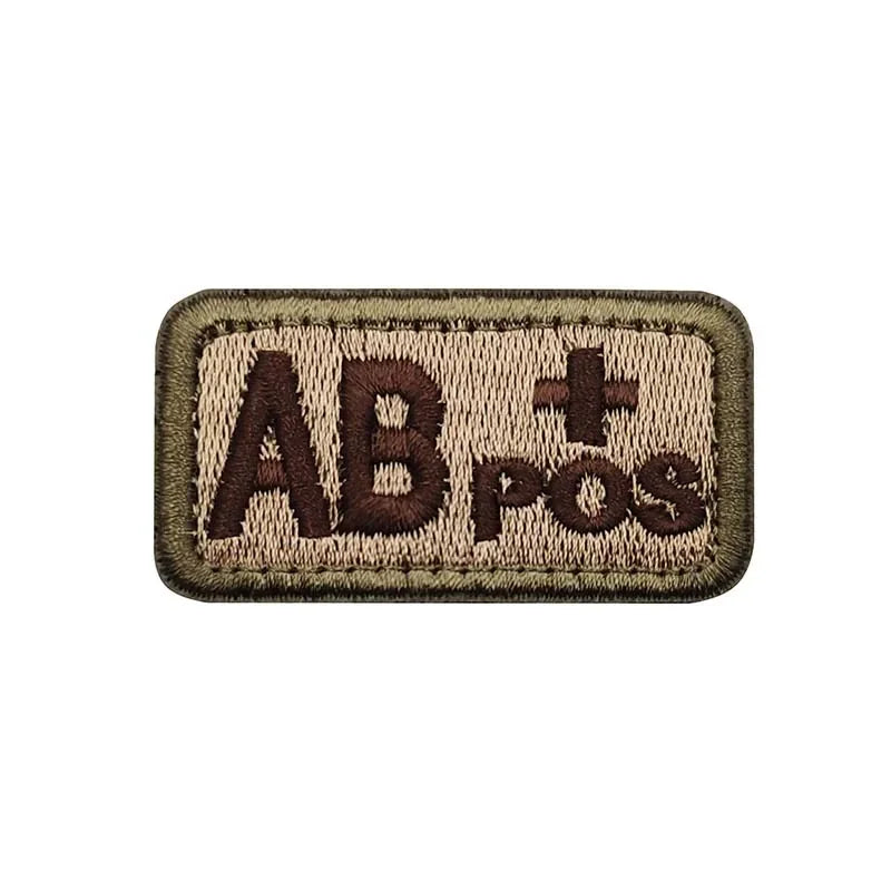 2.5*5CM,A B AB O POS-NEG Blood Type Badges Fabric Applique Embroidery Hook and Loop Patches,Military Tactical Patch On Backpack