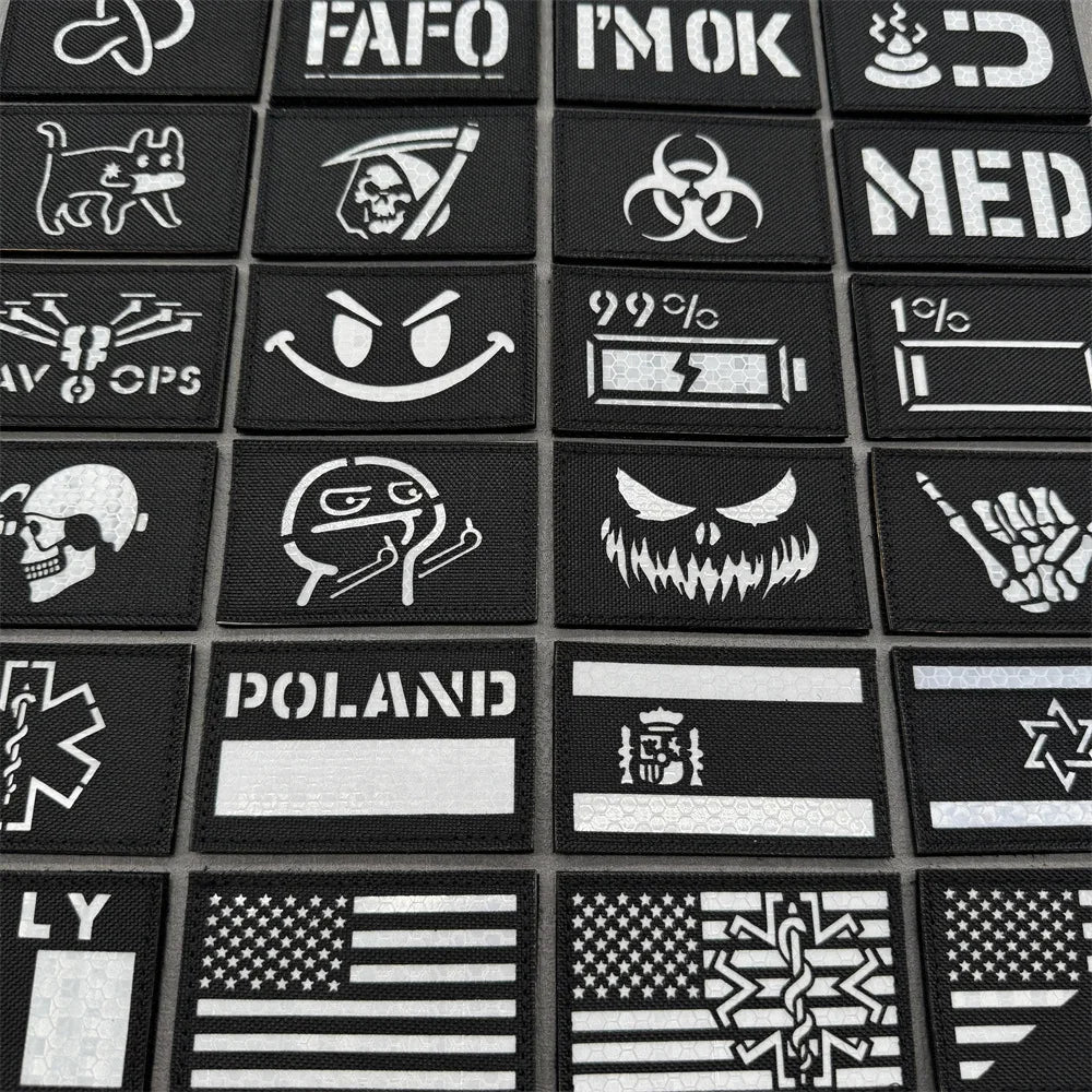 3D Tactical Patches IR Reflective Badge on Backpack Vest Clothing Laser Cutting Emblemen Hook And Loop Outdoor Equipment