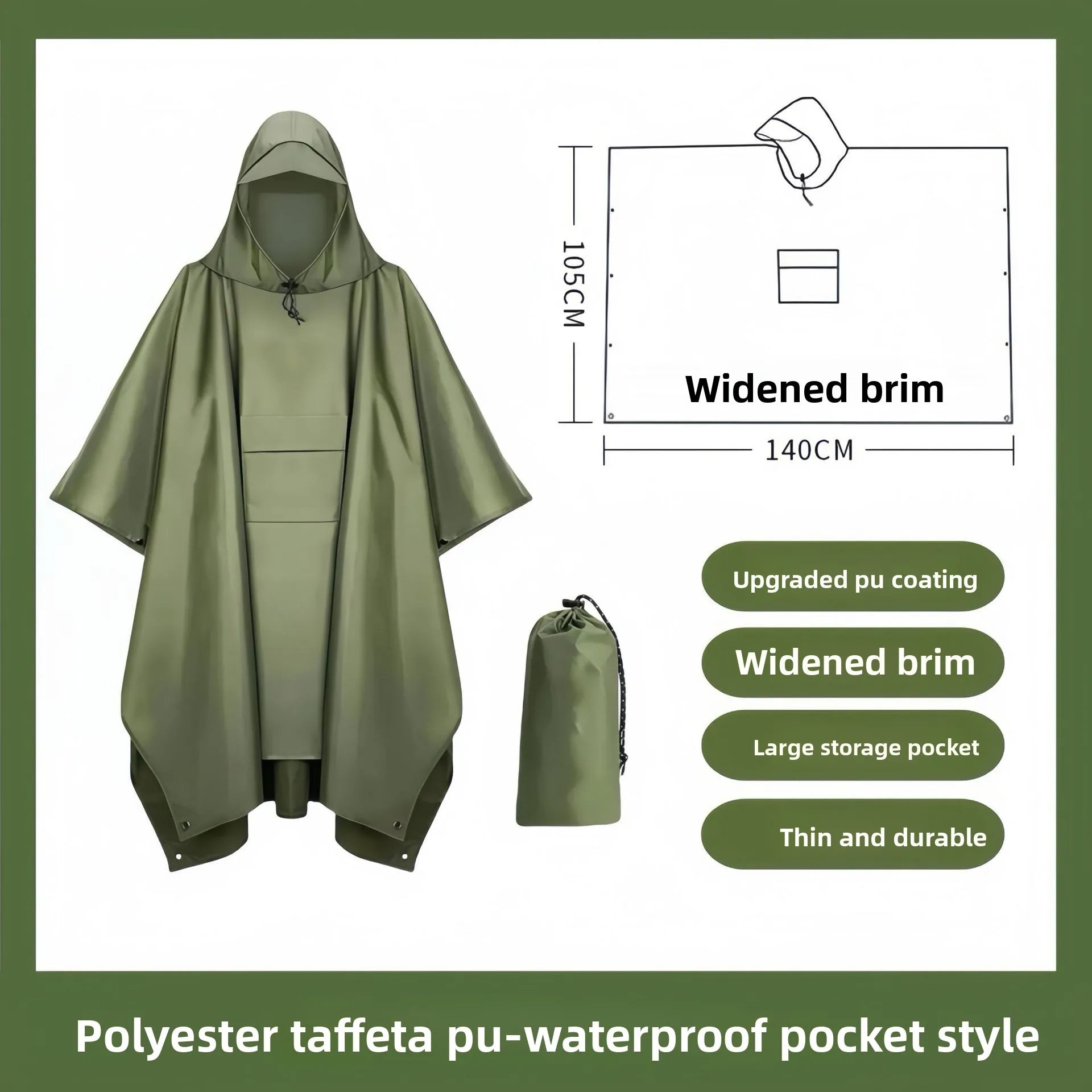 Outdoor Military Raincoat Waterproof Poncho For Camping Hiking Travel Motorcycle Cover Tent Protections With Hood And Sleeves