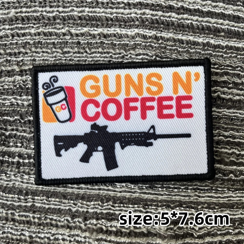 Digital Printing Patch with Hook Backing for Clothes Tactical Military Backpack Patches Gun Badges Applique for Clothing
