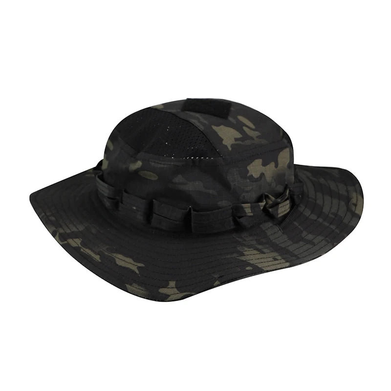 2025 New Camo Tactical Enthusiasts Square Pocket Bonnie Cap Outdoor Bucket Benny Hats Multicam Fishing Hiking Outdoor Sun Caps