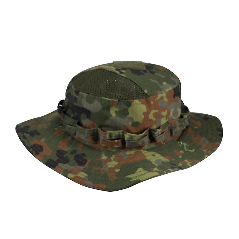 2025 New Camo Tactical Enthusiasts Square Pocket Bonnie Cap Outdoor Bucket Benny Hats Multicam Fishing Hiking Outdoor Sun Caps