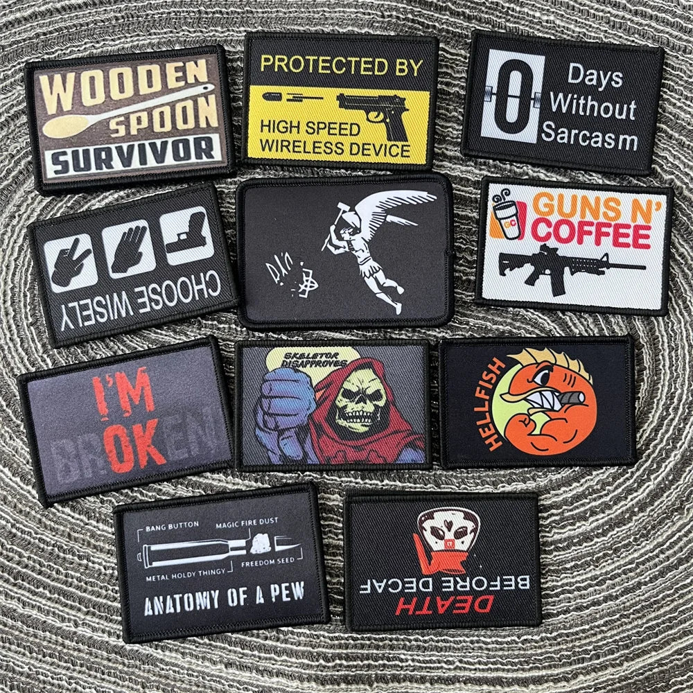 Digital Printing Patch with Hook Backing for Clothes Tactical Military Backpack Patches Gun Badges Applique for Clothing