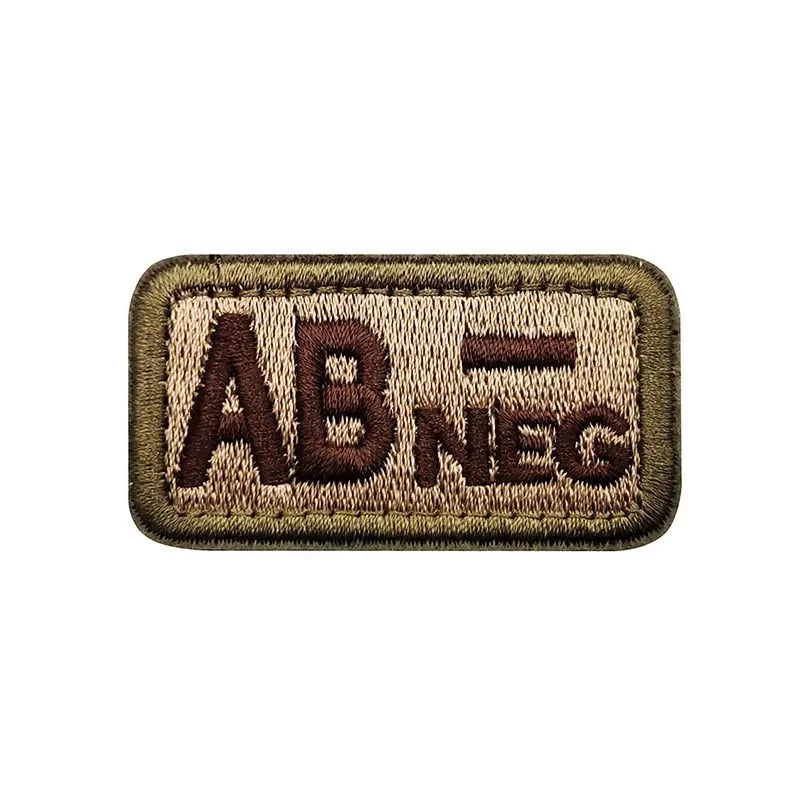 2.5*5CM,A B AB O POS-NEG Blood Type Badges Fabric Applique Embroidery Hook and Loop Patches,Military Tactical Patch On Backpack