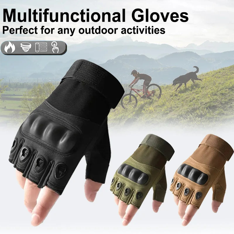 1Pair Tactical Fingerless Gloves for Men - Ideal for Outdoor Sports, Shooting, Hunting, Airsoft, and Cycling