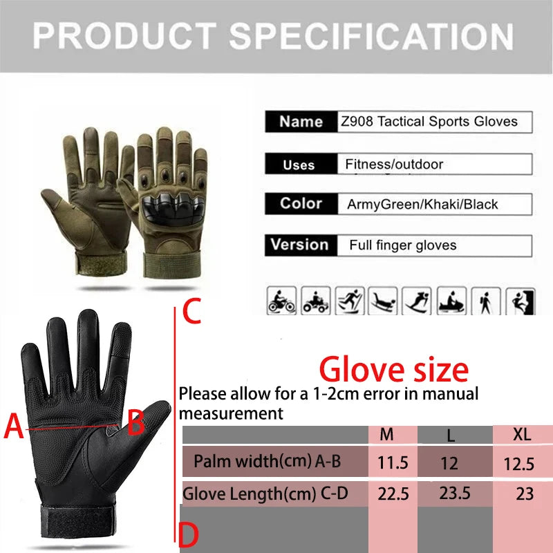 Tactical Gloves Shooting Gloves Touch Design Fitness Protection Sports Motorcycle Hunting Full Finger Walking Gloves