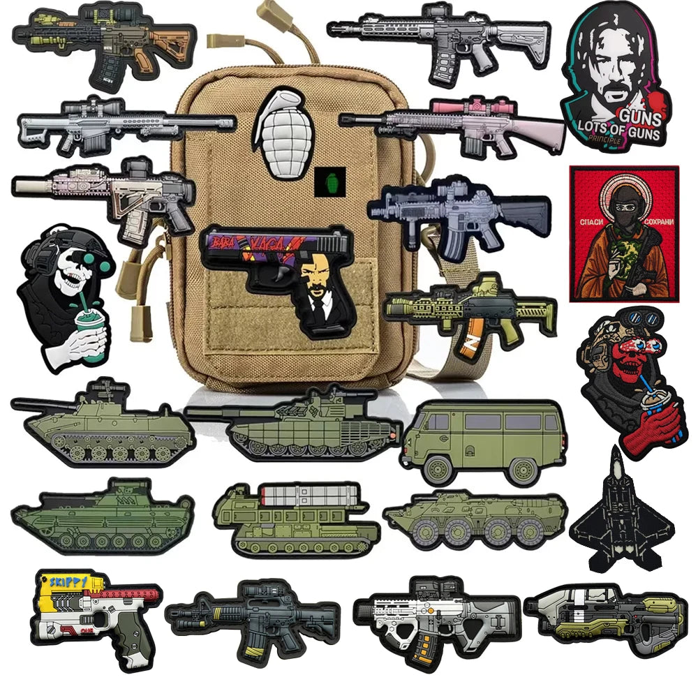 New Design High-Quality PVC Three-Dimensional BABAYAGA Pencil Grocope Soft Rubber Morale Armband Backpack With Hook Loop Patch