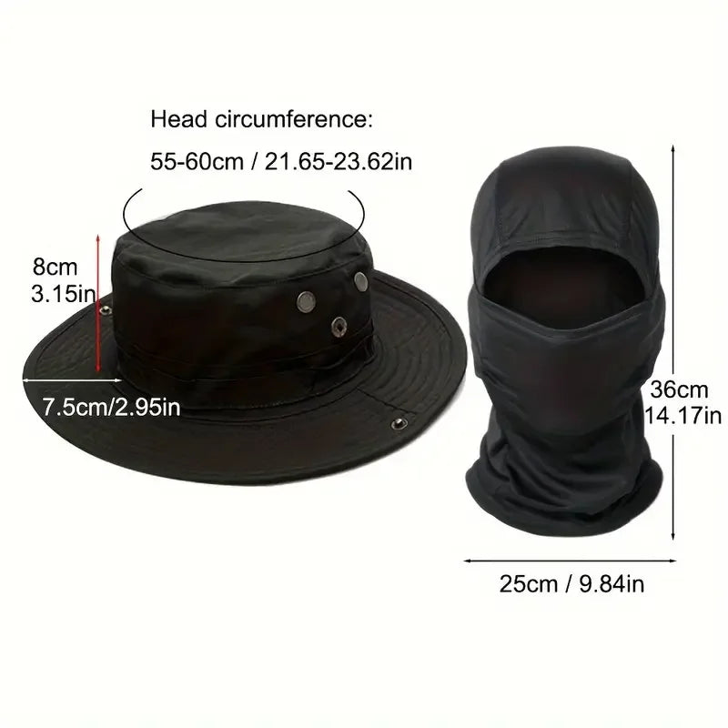 Camouflage Boonie Cap Balaclava Hat Suit Foldable Soft Hat Outdoor Hunting Fishing Wide Brimmed Hat Sunscreen Caps