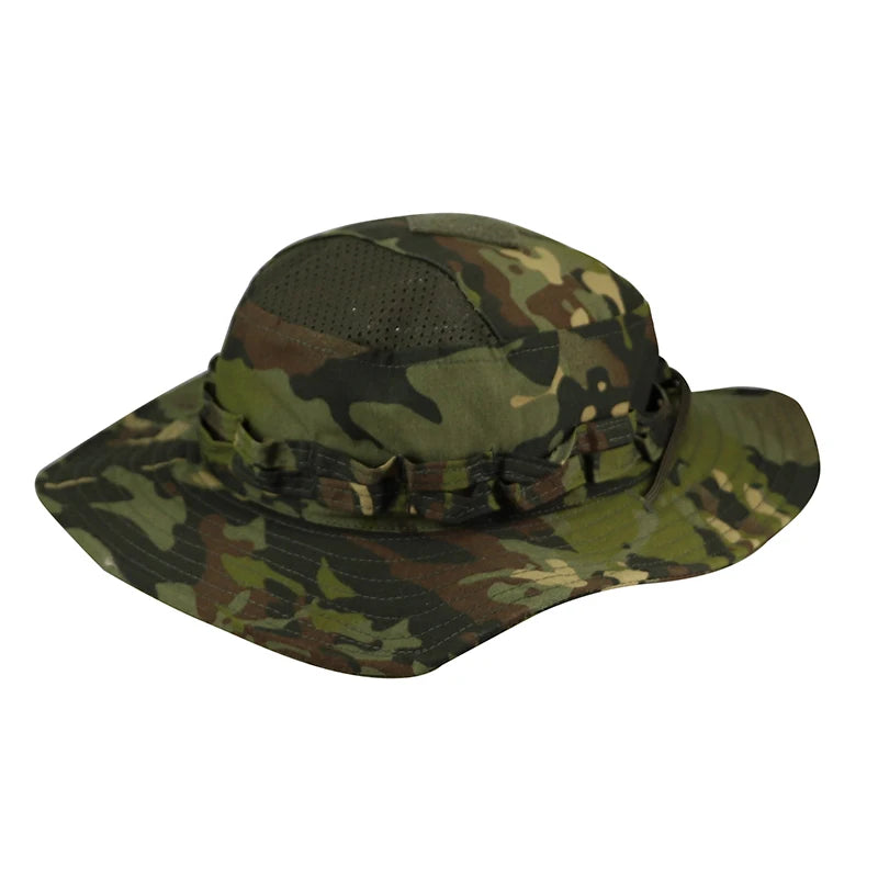 2025 New Camo Tactical Enthusiasts Square Pocket Bonnie Cap Outdoor Bucket Benny Hats Multicam Fishing Hiking Outdoor Sun Caps