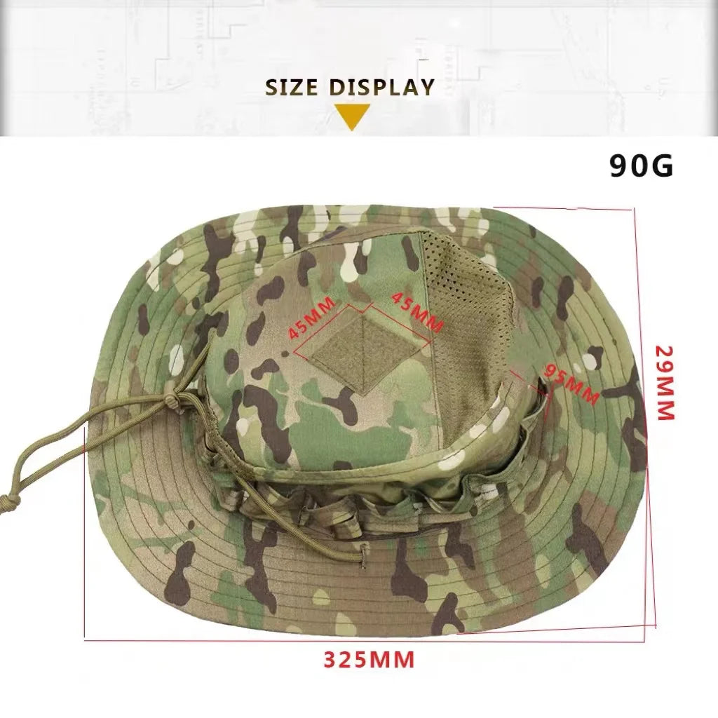 2025 New Camo Tactical Enthusiasts Square Pocket Bonnie Cap Outdoor Bucket Benny Hats Multicam Fishing Hiking Outdoor Sun Caps