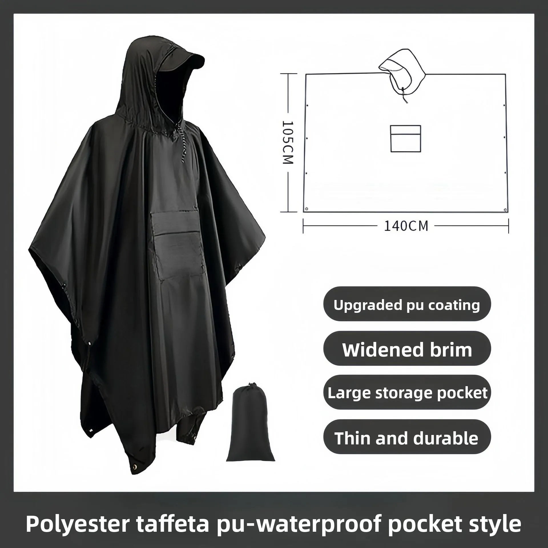 Outdoor Military Raincoat Waterproof Poncho For Camping Hiking Travel Motorcycle Cover Tent Protections With Hood And Sleeves