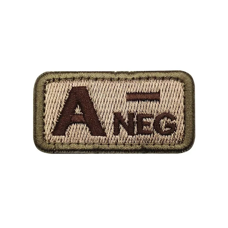 2.5*5CM,A B AB O POS-NEG Blood Type Badges Fabric Applique Embroidery Hook and Loop Patches,Military Tactical Patch On Backpack