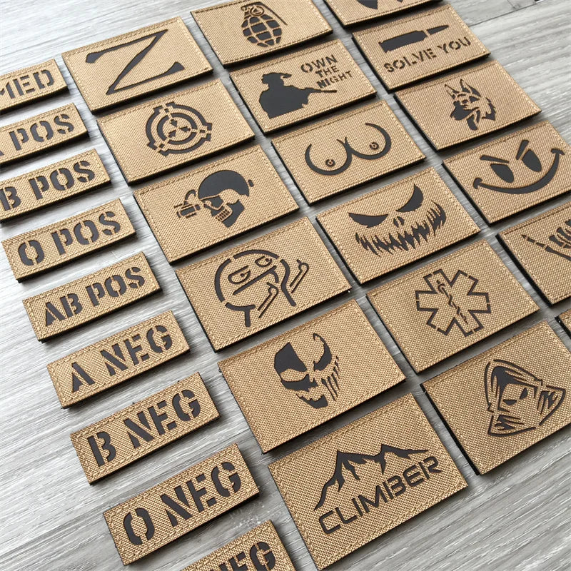 Tactical Patches IR Infrared Reflective Morale Patches on Backpack Vest Clothing Outdoor Badges Hook&Loop