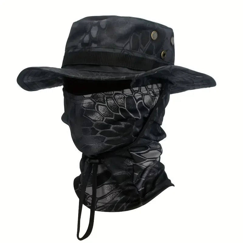 Camouflage Boonie Cap Balaclava Hat Suit Foldable Soft Hat Outdoor Hunting Fishing Wide Brimmed Hat Sunscreen Caps