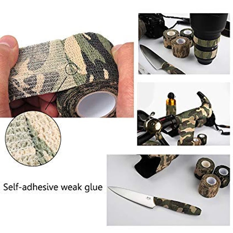 6/12 rolls of camouflage self-adhesive tape, non-woven cohesive bandage wraps, pet bandages, camouflage camouflage tape