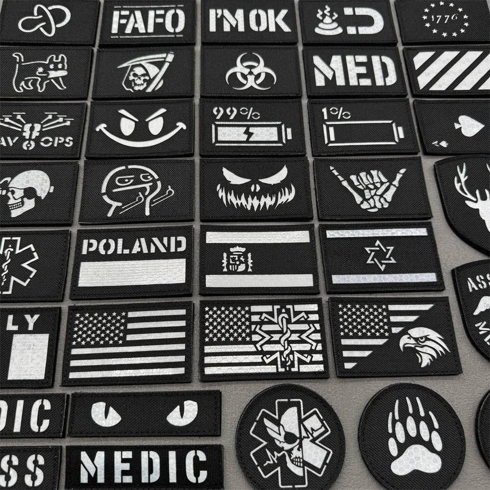 3D Tactical Patches IR Reflective Badge on Backpack Vest Clothing Laser Cutting Emblemen Hook And Loop Outdoor Equipment