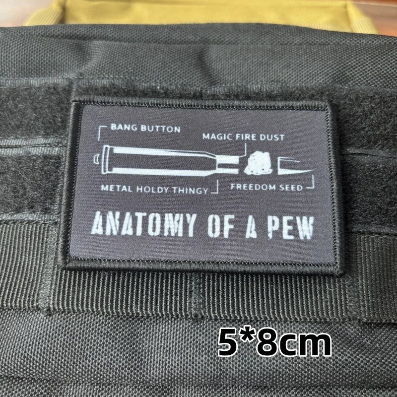 Tactical Gun Bullet Analysis Patch Fun Printed Hook and Loop Emblem Military Skeletor Death Skull Morale Badge Backpack Stickers