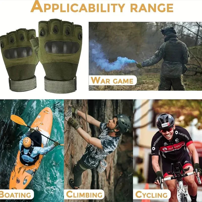 1Pair Tactical Fingerless Gloves for Men - Ideal for Outdoor Sports, Shooting, Hunting, Airsoft, and Cycling