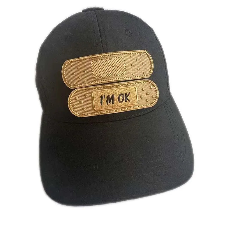 'I'm OK' Morale Badges Wound Patches with Hook and Loop,Band-aid Embroidered Applique Tactical Emblem on Clothing,Backpack