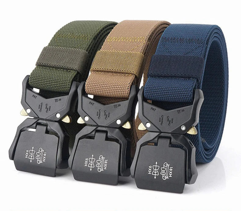 Tactical Belt, Military Hiking 1.5" Work Belt with Heavy Duty Quick Release Buckle New Aluminum Alloy Men's Elastic Belts