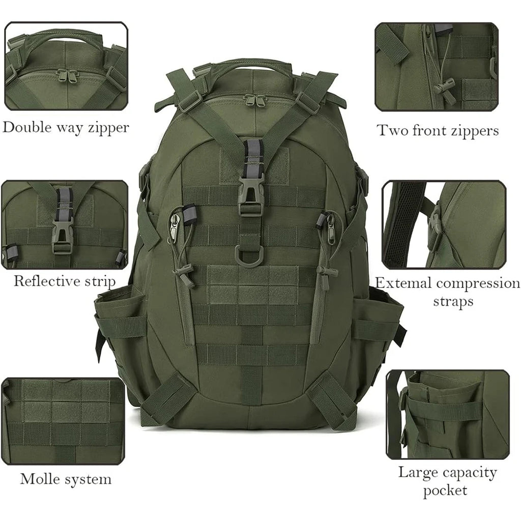40L Tactical Backpack for Men Camping Hiking Backpacks Reflective Outdoor Travel Bags Survival Molle Climbing Rucksack Bag