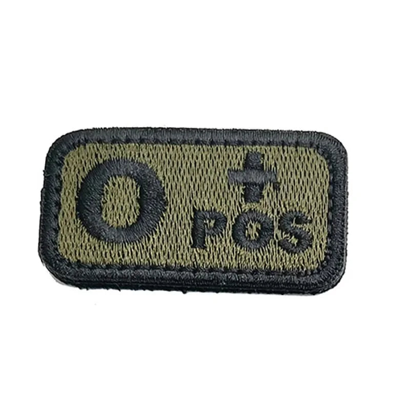 2.5*5CM,A B AB O POS-NEG Blood Type Badges Fabric Applique Embroidery Hook and Loop Patches,Military Tactical Patch On Backpack