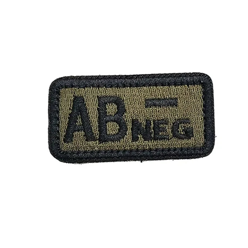 2.5*5CM,A B AB O POS-NEG Blood Type Badges Fabric Applique Embroidery Hook and Loop Patches,Military Tactical Patch On Backpack