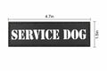 Black patch with 'SERVICE DOG' text and dimensions on a white background