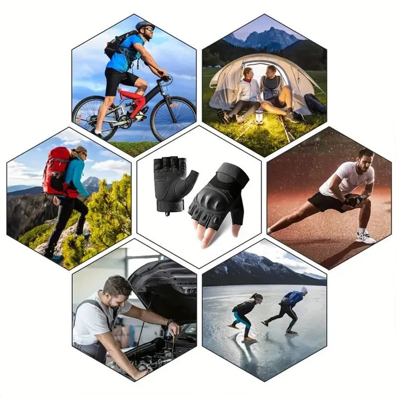1Pair Tactical Fingerless Gloves for Men - Ideal for Outdoor Sports, Shooting, Hunting, Airsoft, and Cycling