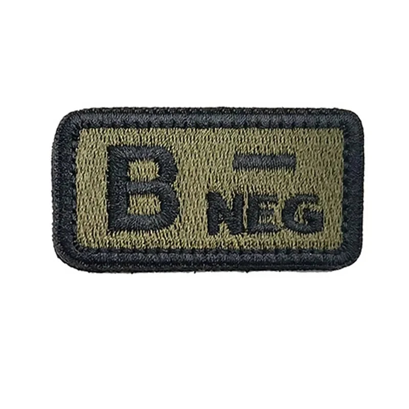 2.5*5CM,A B AB O POS-NEG Blood Type Badges Fabric Applique Embroidery Hook and Loop Patches,Military Tactical Patch On Backpack