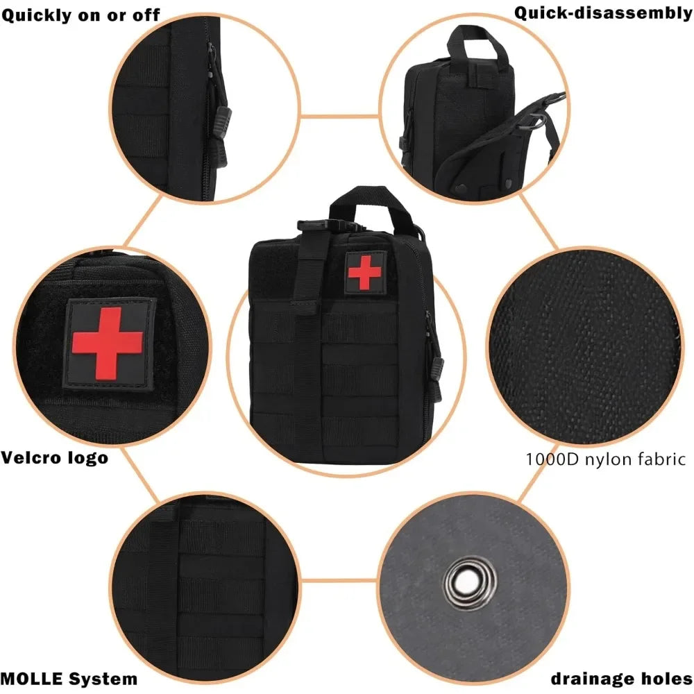 2025 Tactical First Aid Kit 1000D Ifak Bag Tear-off Medical Bag Storage Bag Empty Small Medical Bag Molle EMT Bag