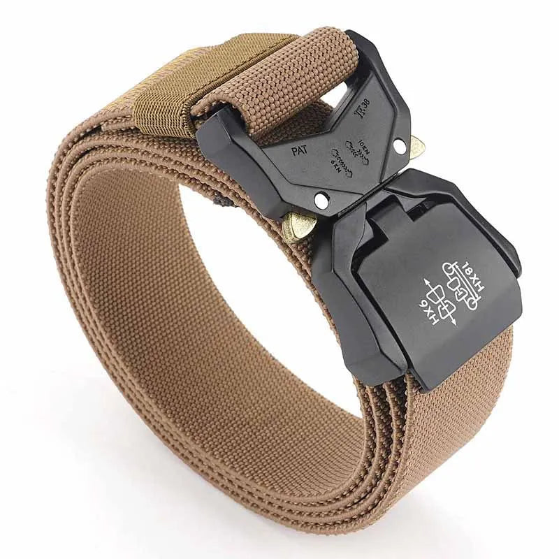 Tactical Belt, Military Hiking 1.5" Work Belt with Heavy Duty Quick Release Buckle New Aluminum Alloy Men's Elastic Belts
