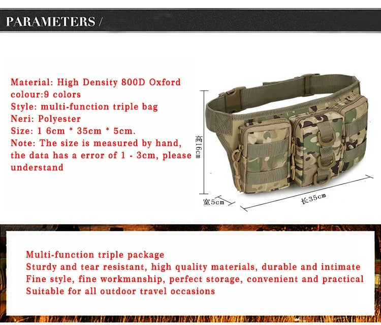 Tactical Men Waist Pack Hiking Waist Bag Outdoor Hunting Sports Bags Climbing Camping Fan Battlefield Fight Tactical Package